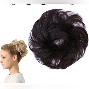 Dark Brown Scrunchie Hair Bun with Braided Band
